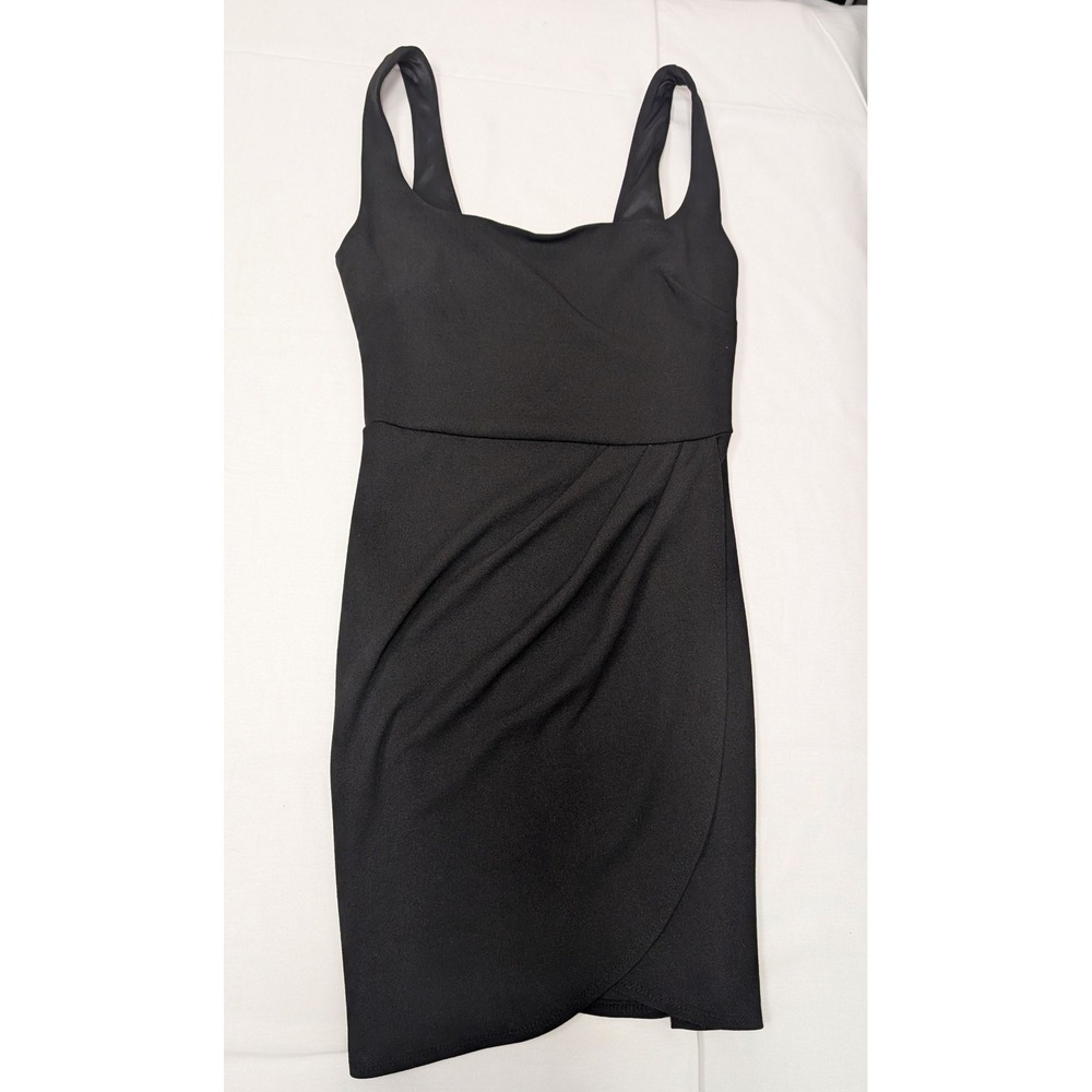 Dee Elly Black Cocktail Dress Women's Sleeveless Faux Wrap Bodycon Party Dress
